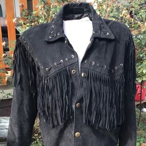 Vintage Mens Stefano Man Black Leather Suade Jacket Classic 70’s Size M